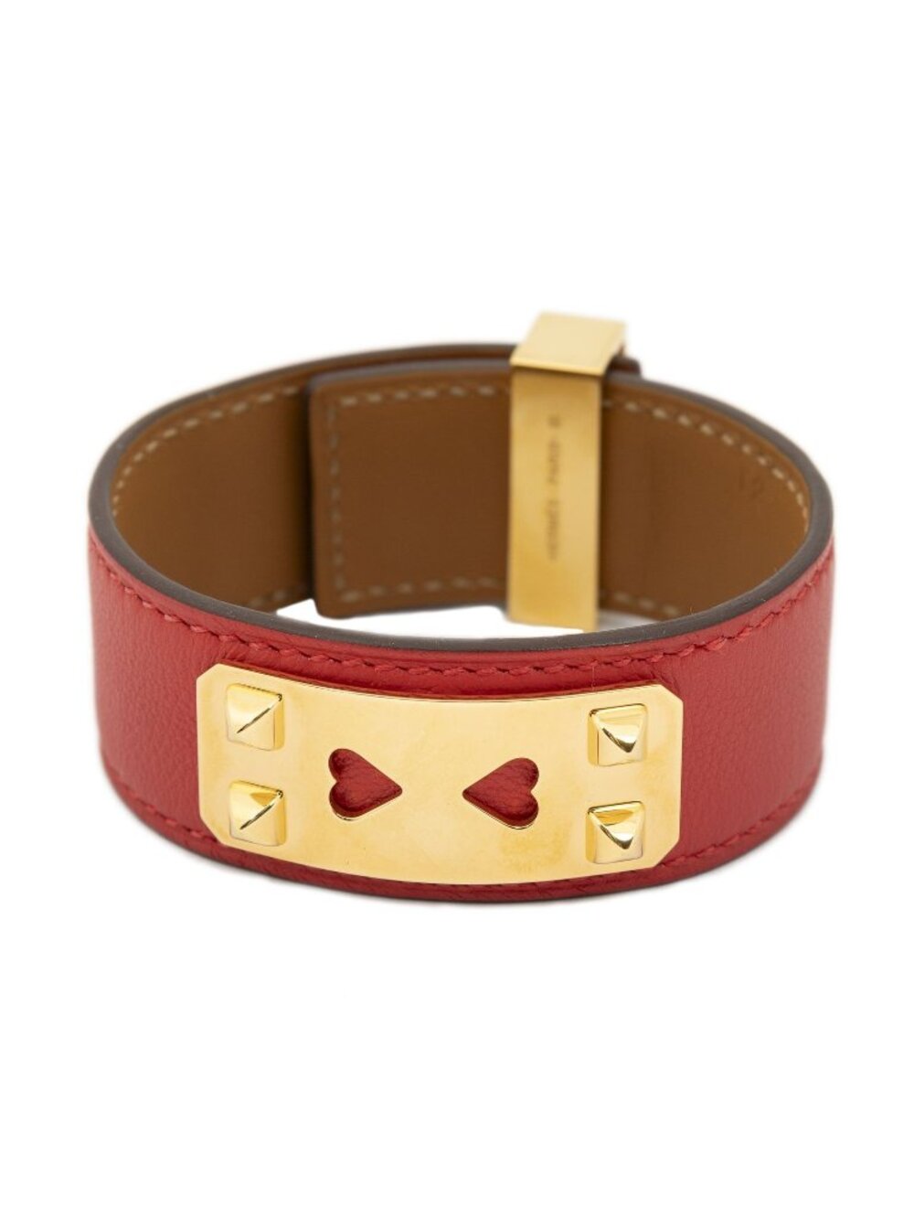 Hermes As de Coeur Collier de Chien Bracelet Red Swift Leather